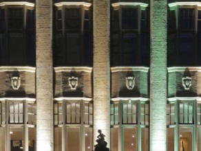 Illuminated facade at Speck's Hof Leipzig. Saxony, Germany