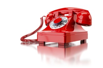 3d illustration of an old red dial-up phone