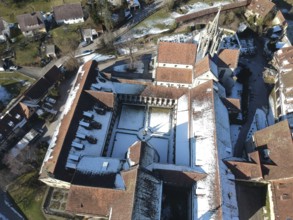 An image of an aerial view over Bebenhausen Monastery Germany