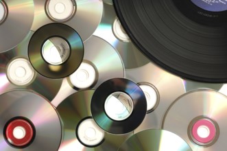 Compact disks and vinyl record abstract background