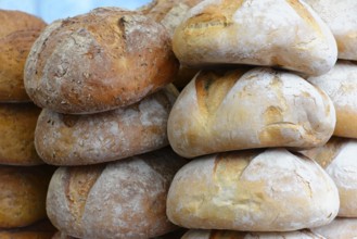 Breads, baked goods, stall, Portobello Road, Portobello Market, Notting Hill, London, Fresh bread