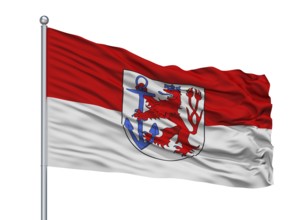 Duesseldorf City Flag On Flagpole, Country Germany, Isolated On White Background