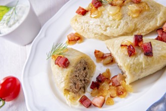 Rustic Cepelinai, a specialty Lithuanian and Polish cuisine