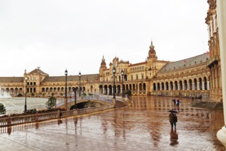 Spain, Andalusia. The Spanish pavilion in Seville at Plaza Espana Austria
