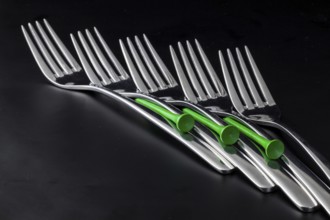 Forks on a black table