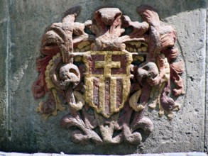 Paderborn coat of arms on the fountain in the town hall square