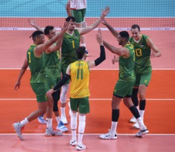 Sofia, Bulgaria - 24 June, 2022: Team of Australia is seen celebrating during a Volleyball World