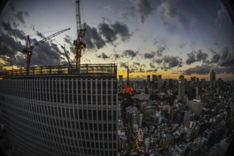 Construction site of a high-rise building. Shooting Location: Tokyo metropolitan area
