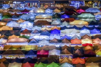 Night view of Talat lot Phi Ratchada Thailand. Shooting Location: Bangkok, Thailand