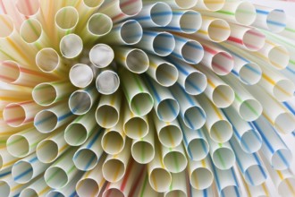 Closeup of colorful drinking straws