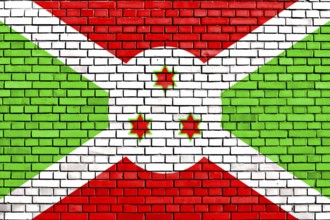 Flag of Burundi painted on brick wall