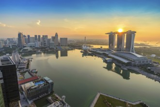 Singapore city when sunrise