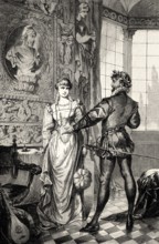 ACT II, SCENE I., the princess and Tasso, scene from Torquato Tasso, a play by Johann Wolfgang von