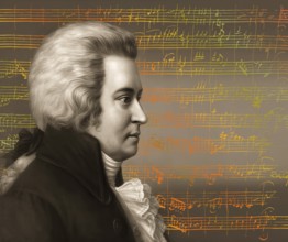 Wolfgang Amadeus Mozart, 1756 – 1791, composer of classical music, First Viennese School, notesheet