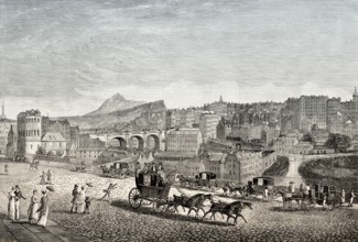 View of the Old Town of Edinburgh from Pinces Street, Scotland, 1814