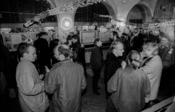 Germany, Berlin, 24 November 1990, celebration of 1 year of Basis Druck, with an action for the