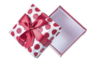 Opened red gift box isolated on white