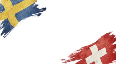 Flags of Sweden and Switzerland on white background