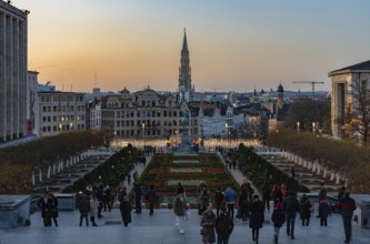 Brussels Old Town, Brussels Capital Region, Belgium, 11 30 2019 Cityscape over the Brussels skyline