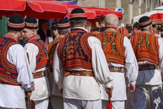 Croatian people with traditional clothes in Zagreb