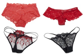 Four feminine panties collage on white background. It Is formed from several pictures
