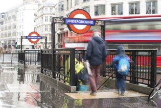 Subway station and subway sign in London
