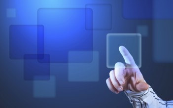 Futuristic touch screen display with streaming image