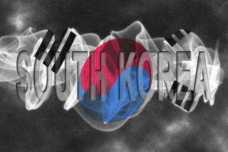 South Korea Flag with Starry Background Smoke Effect