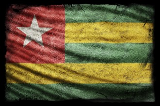Togo Flag, Grunge Texture Background