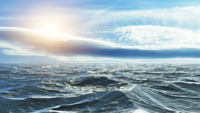Horizon of the sea at sunset in the Atlantic
