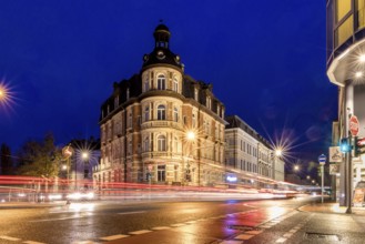 Bamberg, Heinrichsdamm 7, Willy-Lessing-Straße, Luitpoldbrücke, blue hour, road traffic, historic