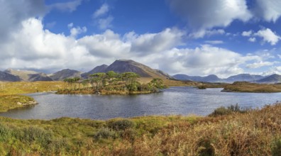 Landscape with lake from Pines Island Viewpoint in Galway county, Ireland