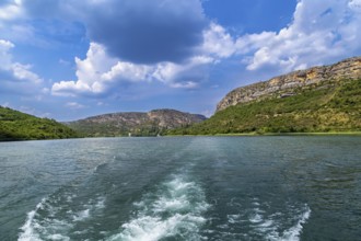 Rocks along the banks of the river in the national park Krka, Croatia