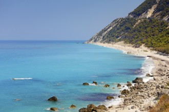 The beach Pefkoulia in Lefkada, Greece