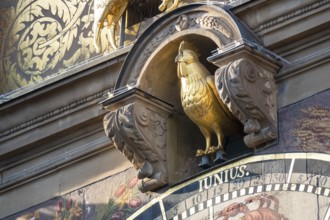 An image of the golden rooster at town hall Heilbronn astronomical clock