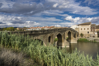 Puente románico sobre el río Arga, siglo XI, Puente la Reina, valle de Valdizarbe, comunidad foral