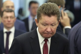 Sofia, Bulgaria - 4 March, 2019: CEO of Russian energy company Gazprom Alexey Miller attends to a