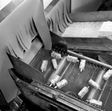 Ice Cream in the 1960s. Interior of a ice cream factory when ice cream is produced and is seen in