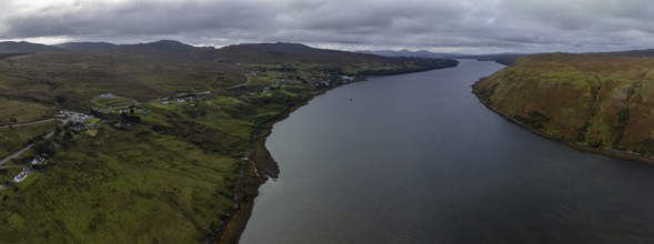 Loch Harport, drone shot, Isle of Skye, Scotland, Great Britain