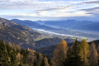 View from the Bergfriedhütte towards Lake Millstätter See, Carinthia, Austria