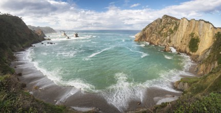 Idyllic coastline panorama landscape in Cantabric sea, Playa del silencio, (silence beach)