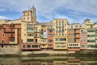 View of old town Girona, Catalonia, Spain, Europe. Summer travel