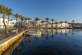Fornells, Spain, 25 January, 2024: view of the village and harbour of Fornells in northern Menorca