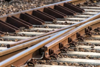 Track with points in a railway station