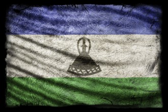 Lesotho Flag, Grunge Texture Background