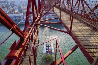 The gondola of Biscay Suspension Bridge in Portugalete. Bilbao, Basque country, Spain. Flying ferry