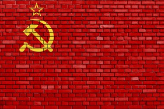 Flag of Soviet Union 1936?1955 painted on brick wall