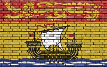 Flag of New Brunswick painted on brick wall