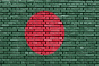 Flag of Bangladesh painted on brick wall