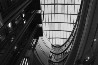 Building in the historic city centre, black and white, Düsseldorf, Germany